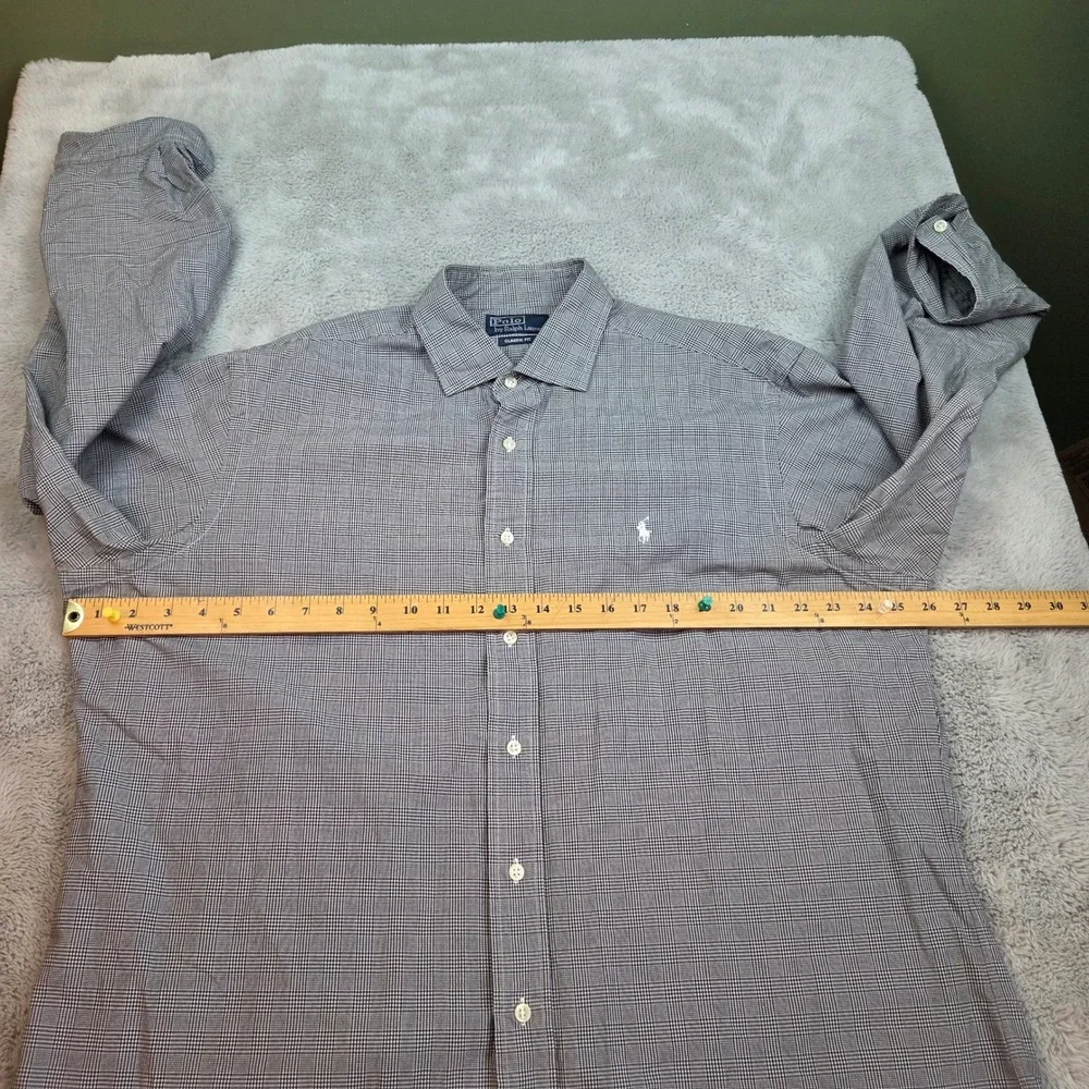 Polo Ralph Lauren Button Down Shirt Mens XL Classic Fit Glen Plaid Black White